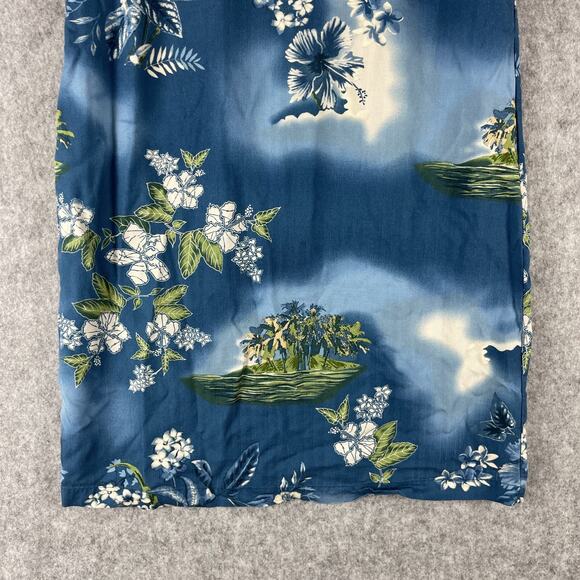 Vintage Marsh Landing Hawaiian Dress Womens Medium Blue Tropical Aloha Rayon - Picture 3 of 12